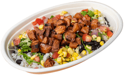 Tex-Mex burrito bowl with rice, beans and corn